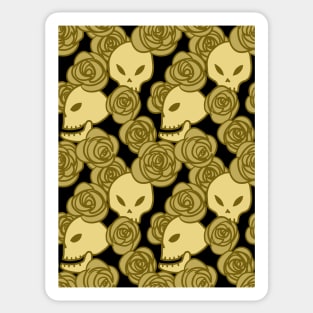 Skulls and Roses (Gold) Sticker